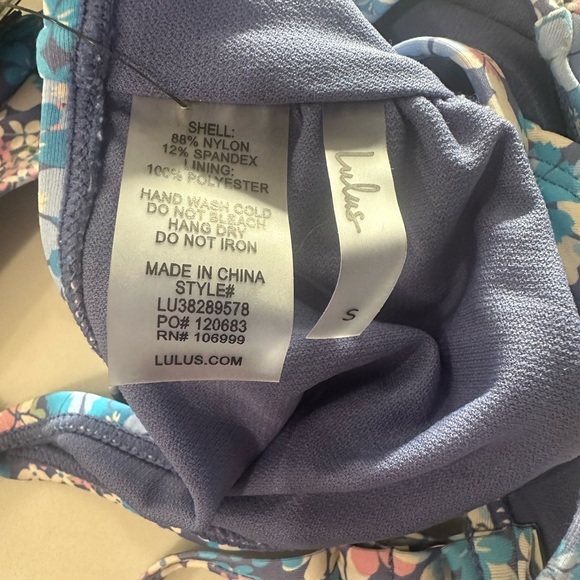 Lulus Le Soleil Blue Floral Print Cutout High Cut One-Piece Swimsuit-Size Small - Picture 7 of 7